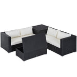 6pcs Rattan Sofa Set Garden Sectional Garden Wicker Cushion | Black