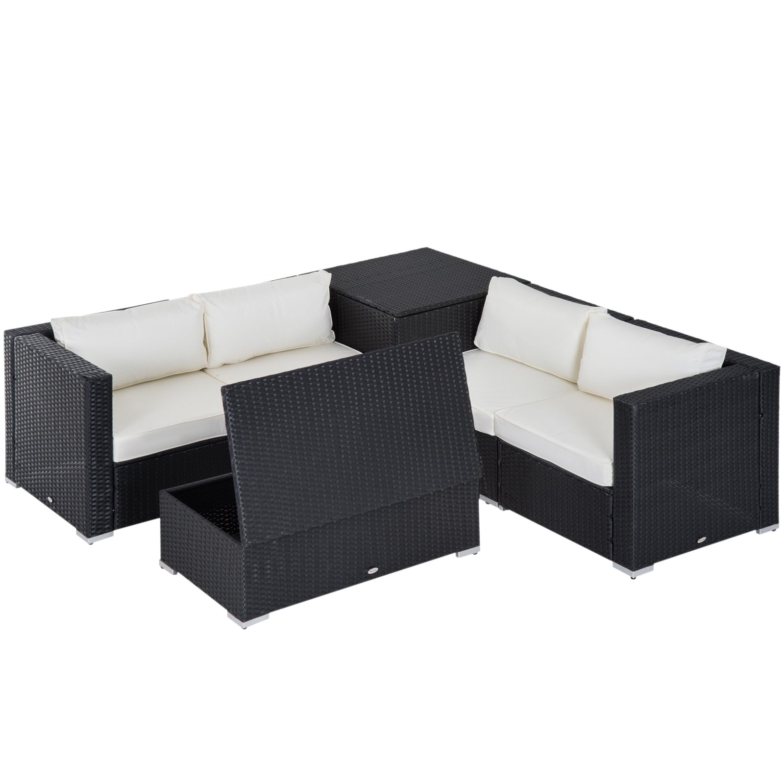 6pcs Rattan Sofa Set Garden Sectional Garden Wicker Cushion | Black