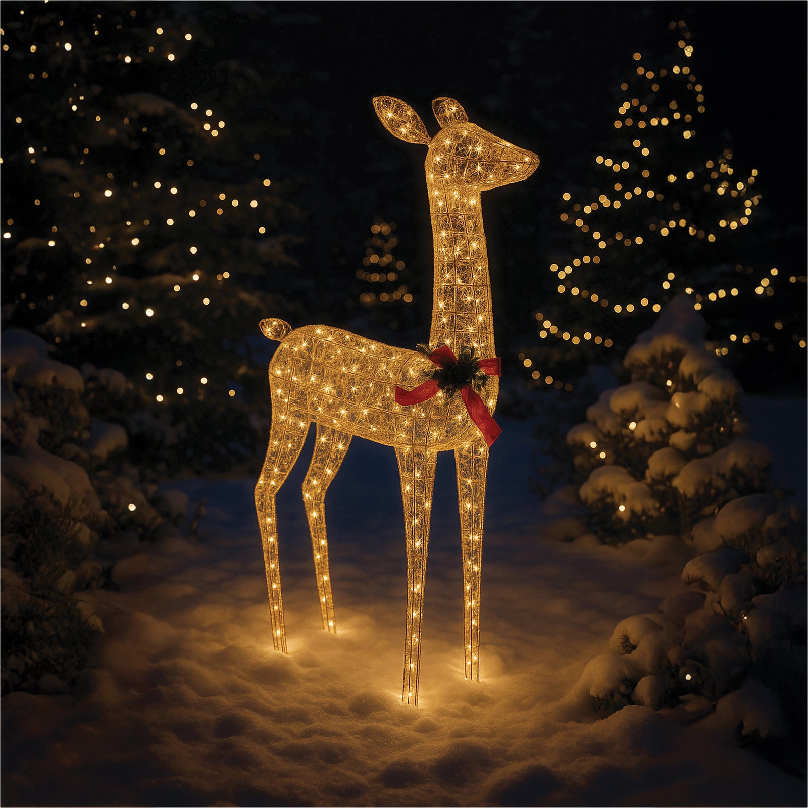 Xmas Haus 107cm Gold Rattan Led Christmas  Festive Deer