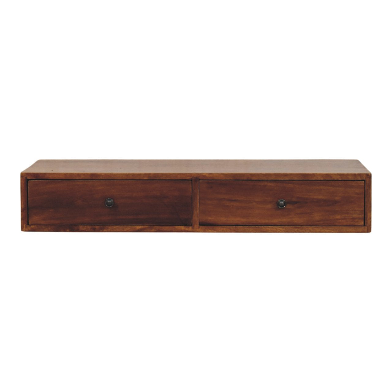 Lunar 2 Drawer Chestnut Wall Mounted Console, 2 Drawers, Brown