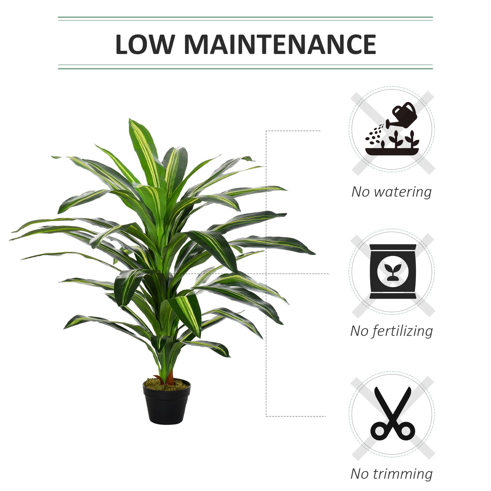110cm Artificial Dracaena Plant Fake Tree Potted Home Office