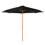 3m Wooden Bamboo Parasol Outdoor Umbrella Canopy | Black