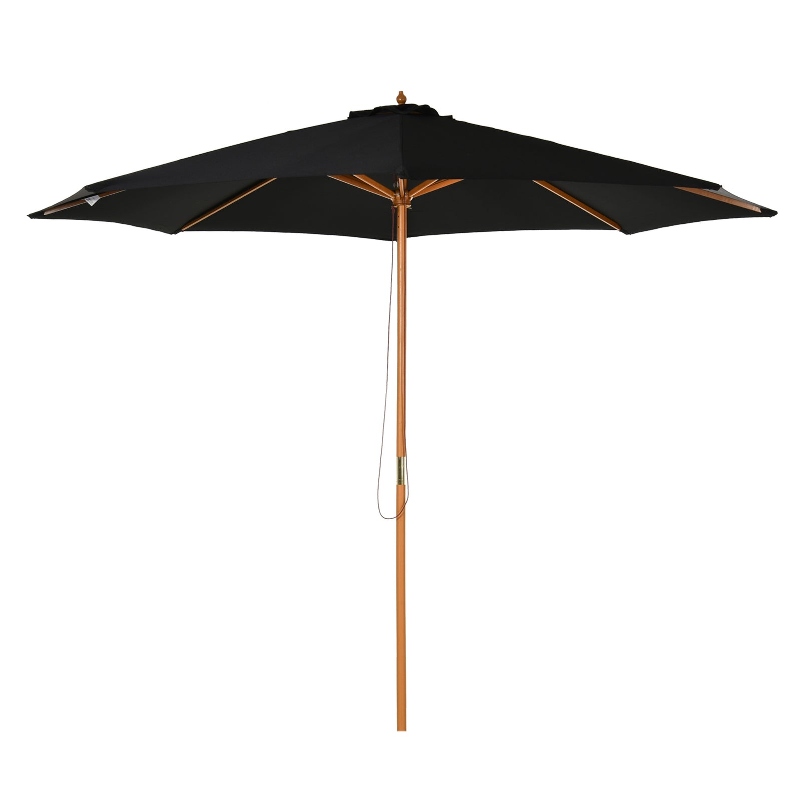 3m Wooden Bamboo Parasol Outdoor Umbrella Canopy | Black