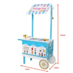 Kids Wooden Food Cart Shop Pretend Play Toy Burger Ice Cream Stand 2 In 1 3+