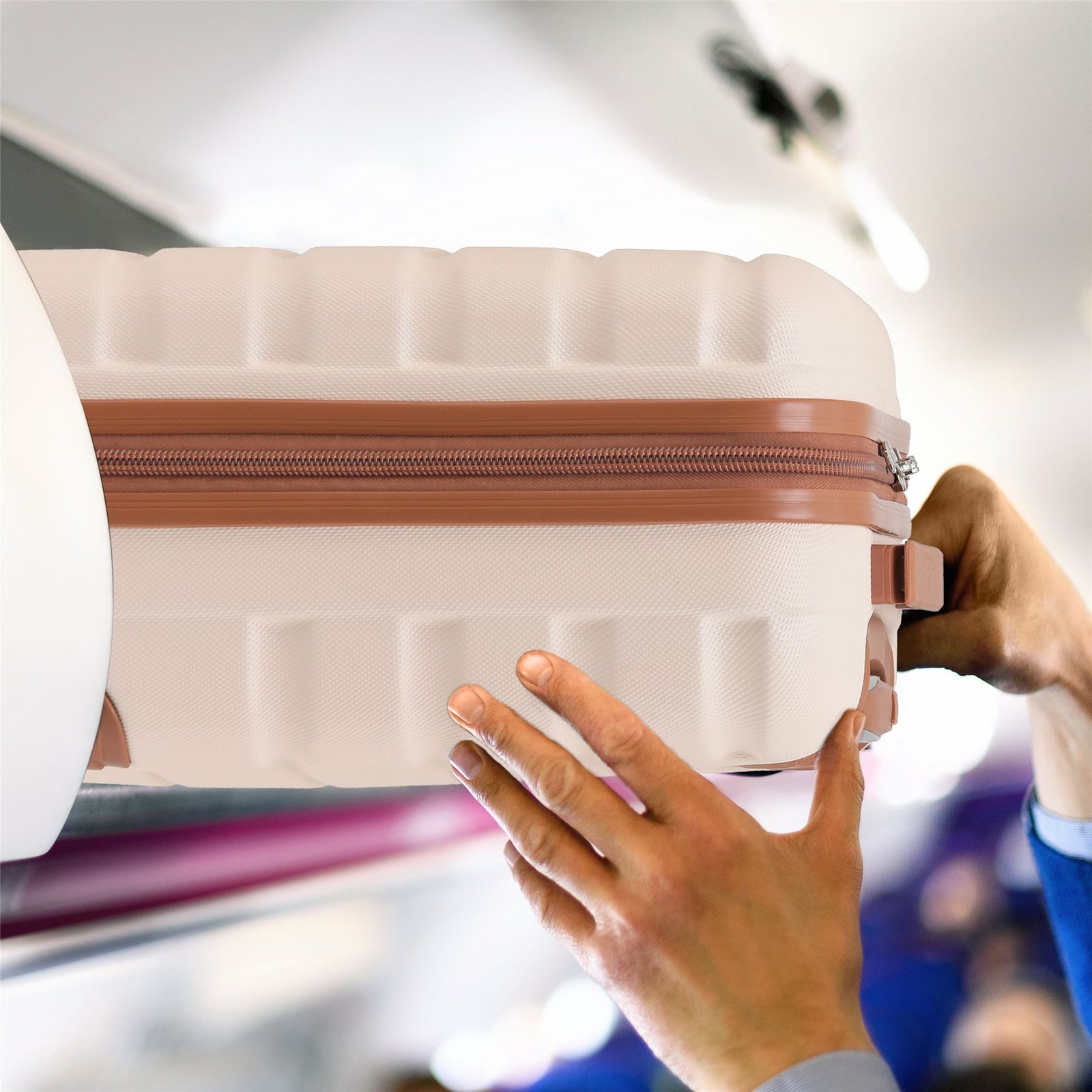 45x36x20cm Easyjet Free Cabin Bag 2 Wheel Suitcase Hard Shell Carry On | Cabin | Cream