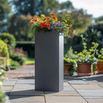 Zinc Galvanised Tall Square Planter | 40cm x 40cm x 100cm