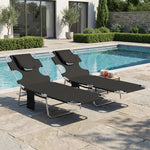 2 Sun Loungers With Reading Hole, Folding Garden Lounger | Black