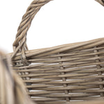 Wicker Antique Wash Finish Handled Unlined Storage Basket | Large | Brown