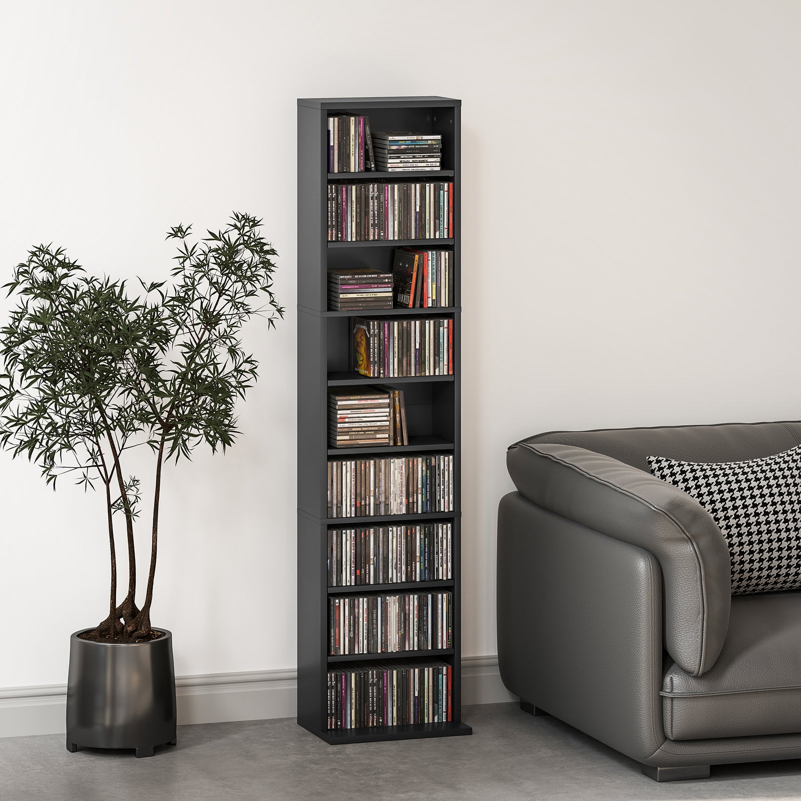 260/640 Cd 120/360 Dvd Storage Tower W/ 9/18 Compartments | Small | Black