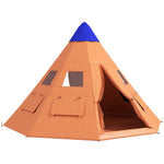 6 Man Tent Metal Poles Water-resistant Walls Windows Door | Orange