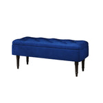 Velvet Upholstered Storage Bench With Button-tufted Seat And Rubberwood Legs | Royal Blue