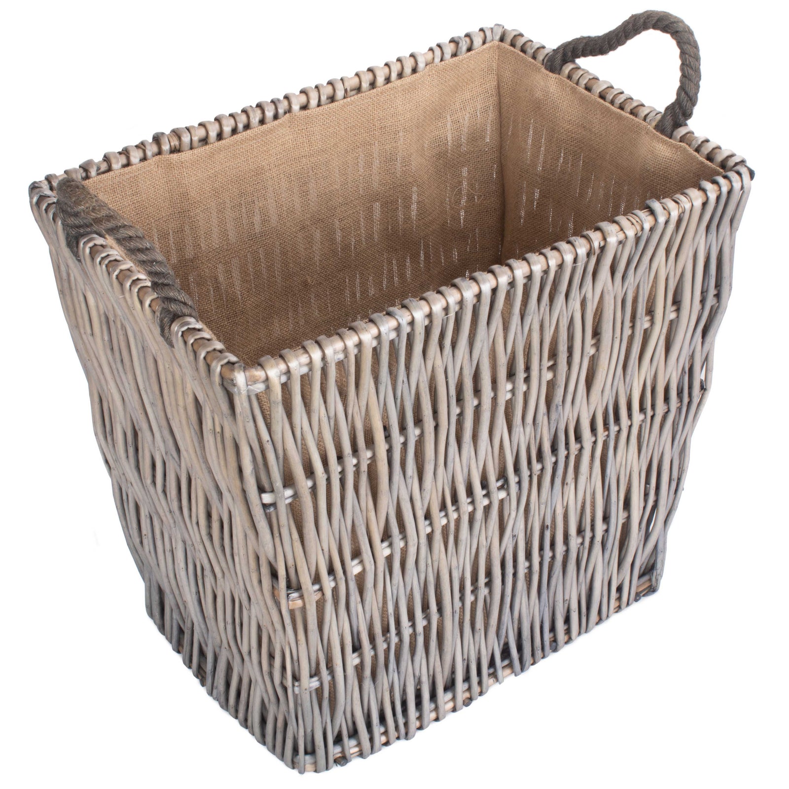 Wicker Grey Rectangular Log Basket | Large | Brown