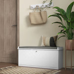 Shoe Bench With Flip Drawer, Cushion, 10 Pairs For Entryway