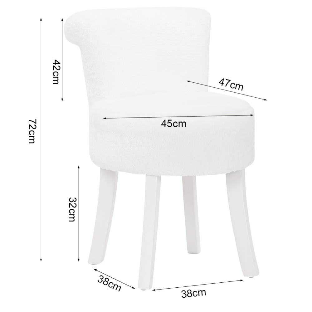 Modern Plush Upholstered Dressing Table Chair With White Legs