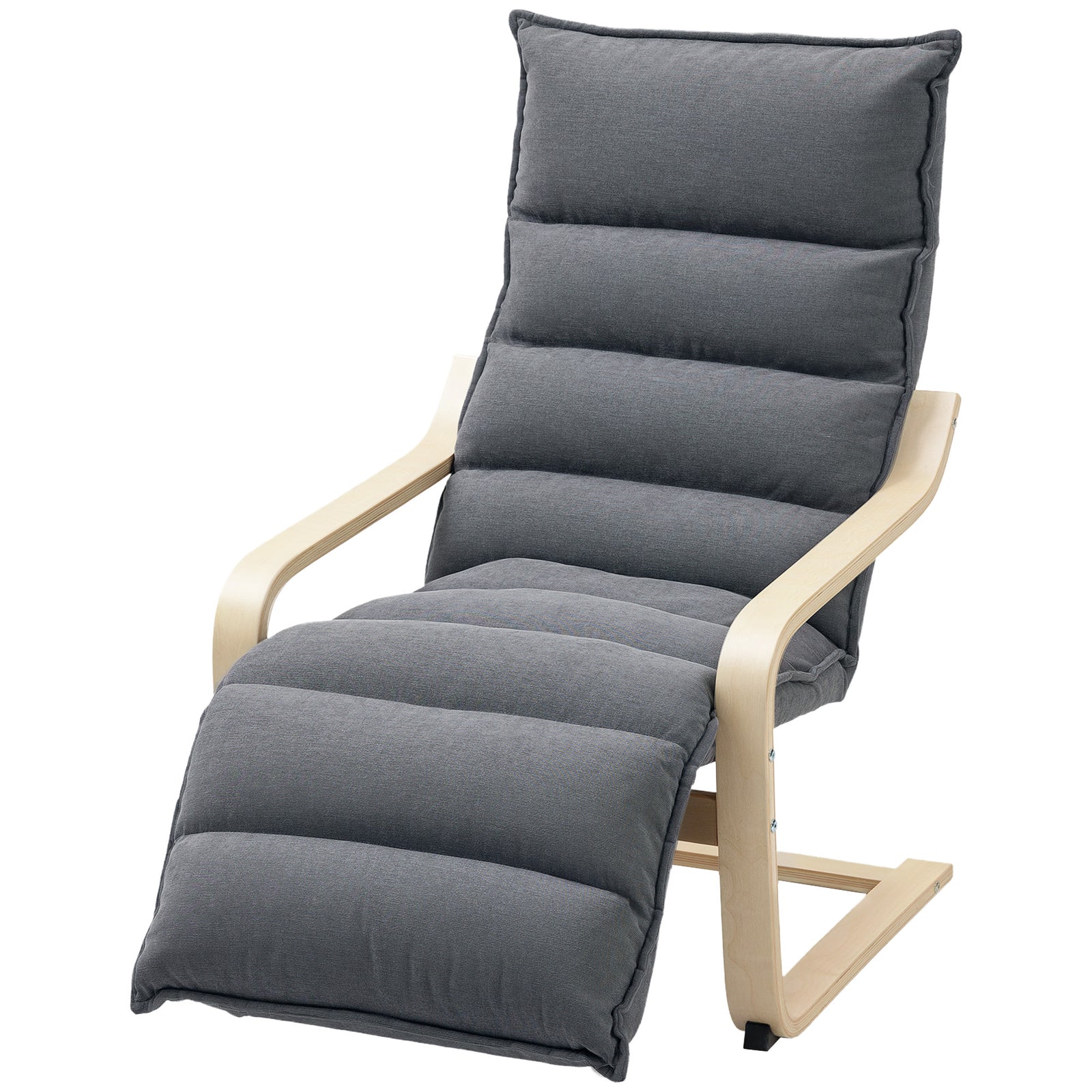 Birch Wood Lounge Chair For Living Room, Bedroom | One Size | Dark Grey