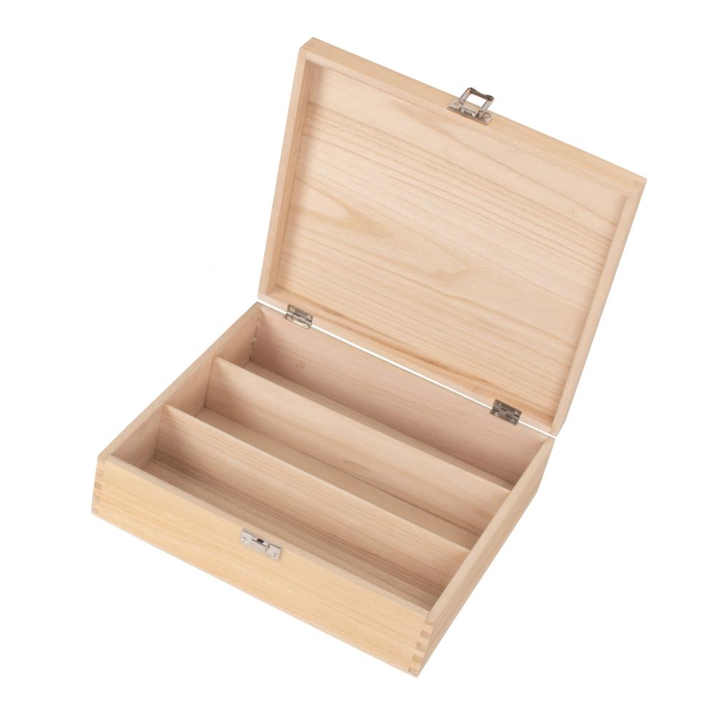 Clear Varnish Wooden Bottle Box | Large | Brown