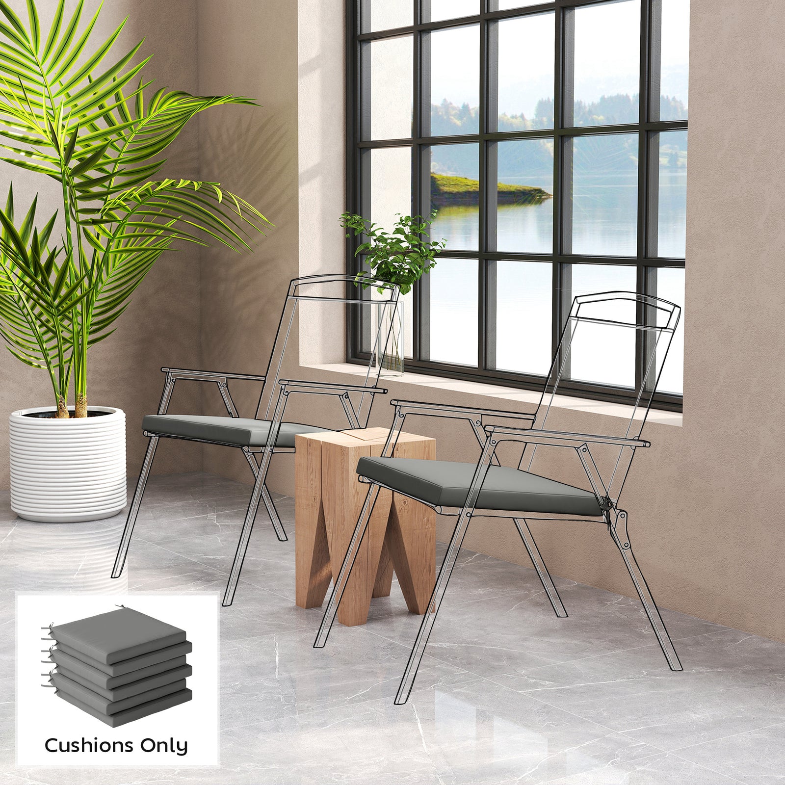 Seat Cushions With Machine Washable Cover | Dark Grey