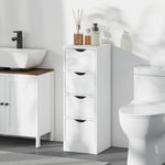 HOMCOM 4-drawer Bathroom Cabinet, Freestanding Narrow Cabinet, White