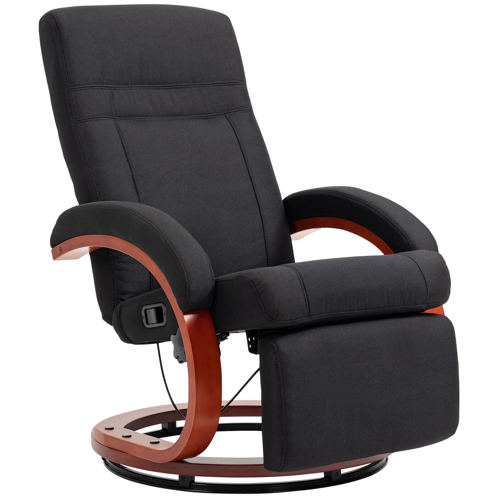 Manual Recliner Swivel Reclining Chair With Footrest Armrests Black