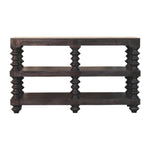 Spindle Shelf Console In Carbon Ash, 2 Open Shelf, Black Brown