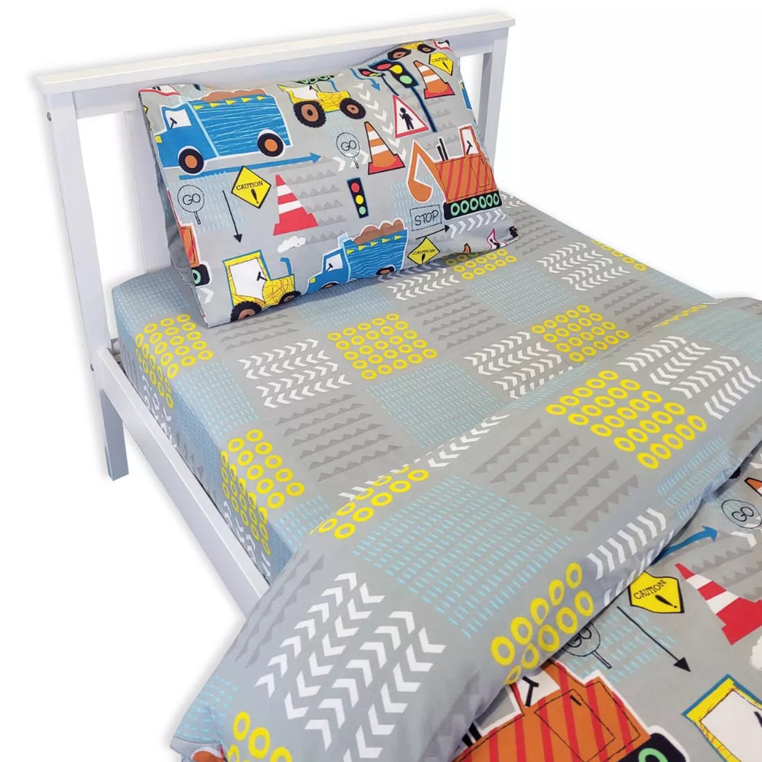 Kids Fitted Sheet For Big Digger Construction Bedding
