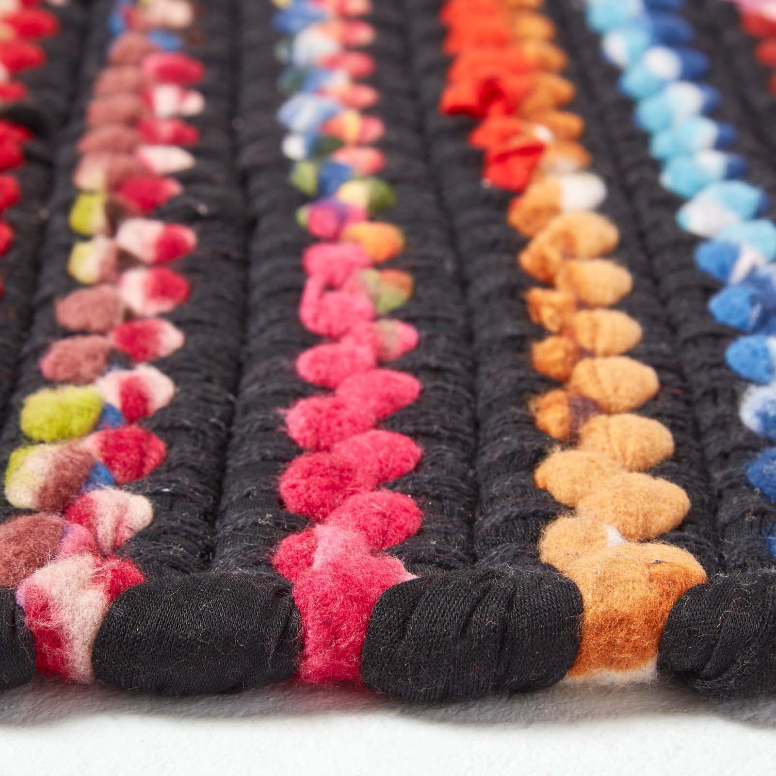 Handwoven Multi Coloured Recycled Chindi Folk Rug | 150cm x 220cm | Multi Colour