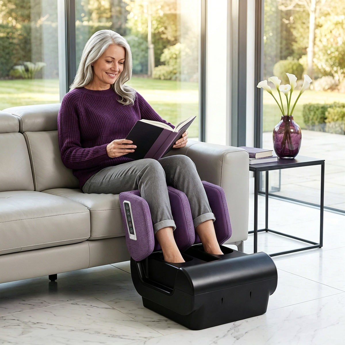 HOMCOM 2 In 1 Foot Massager Machine & Ottoman With Heat