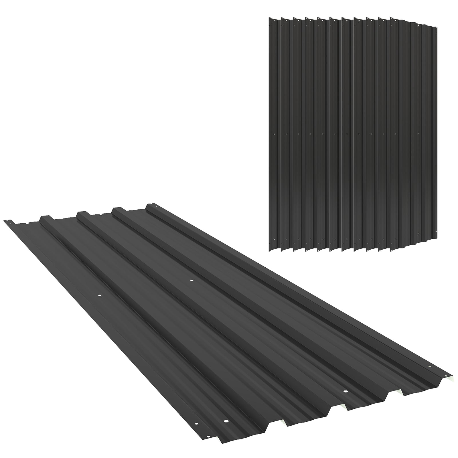 Pack Of 12 Metal Roofing Sheets For Greenhouse | Black