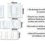 St Helens Assorted Self Adhesive Square Shaped Plastic Hooks (pack Of 9)