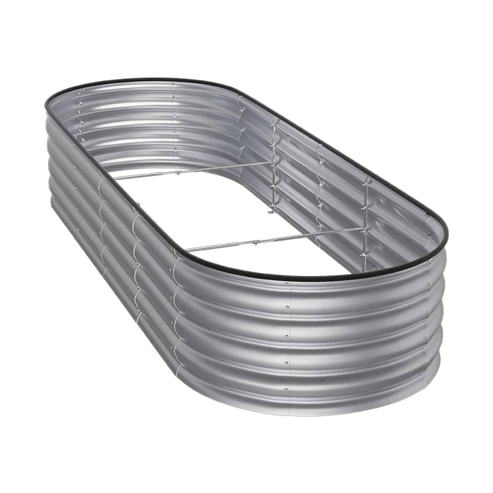 Garden Bed Oval-shaped Galvanized Steel Raised  Galvanized Planter Box Garden Planter With Metal | Medium | Galvanized Silver