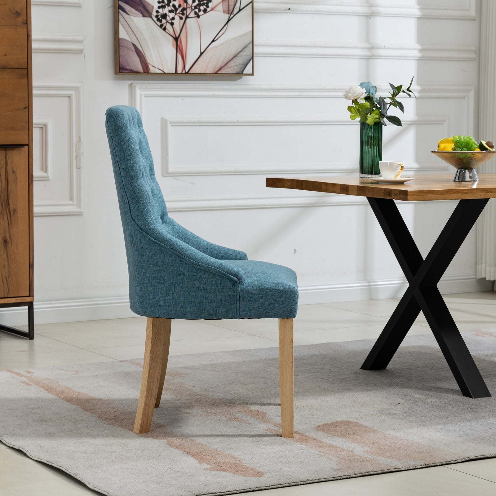 Set Of 2 Ravenna Fabric Dining Chairs | Teal