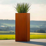 Corten Steel Tall Square Planter - Pre-rusted | 32cm x 32cm x 75cm | Brown
