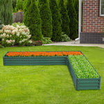L-shaped Galvanized Steel Raised Garden Bed Raised Planter Box | Dark Green