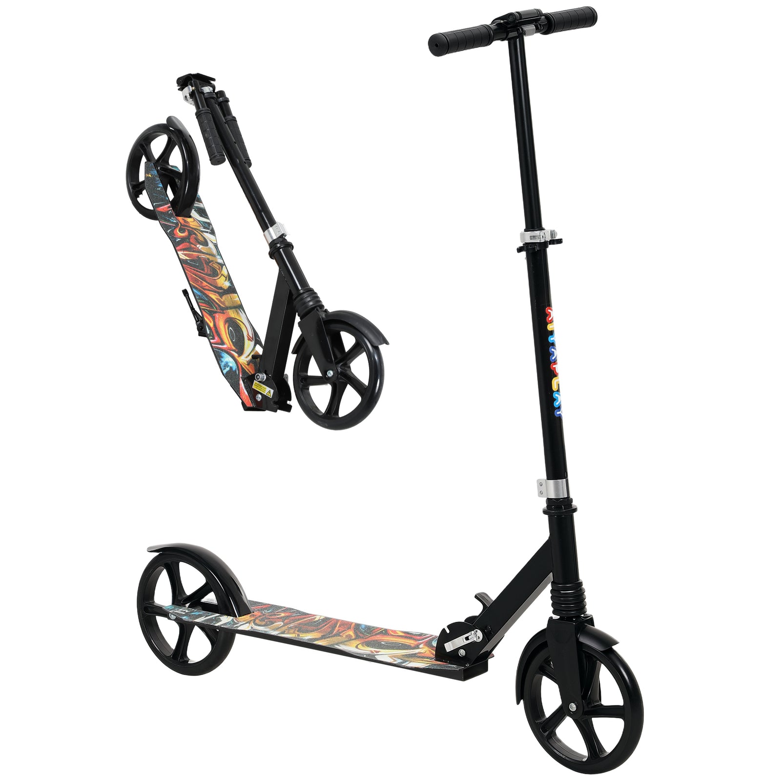 Foldable Kids Scooter, Kick Scooter W/ Adjustable Handlebar For Ages 6-12 Years | Black