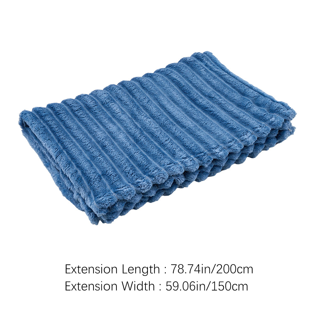 Cozy Striped Throw Blanket Soft Double-sided Use, Warm, Fade-resistant & Easy To Clean | Double | Blue