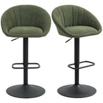 Swivel Bar Stools Set Of 2 Height Adjustable Bar Chairs | Dark Green