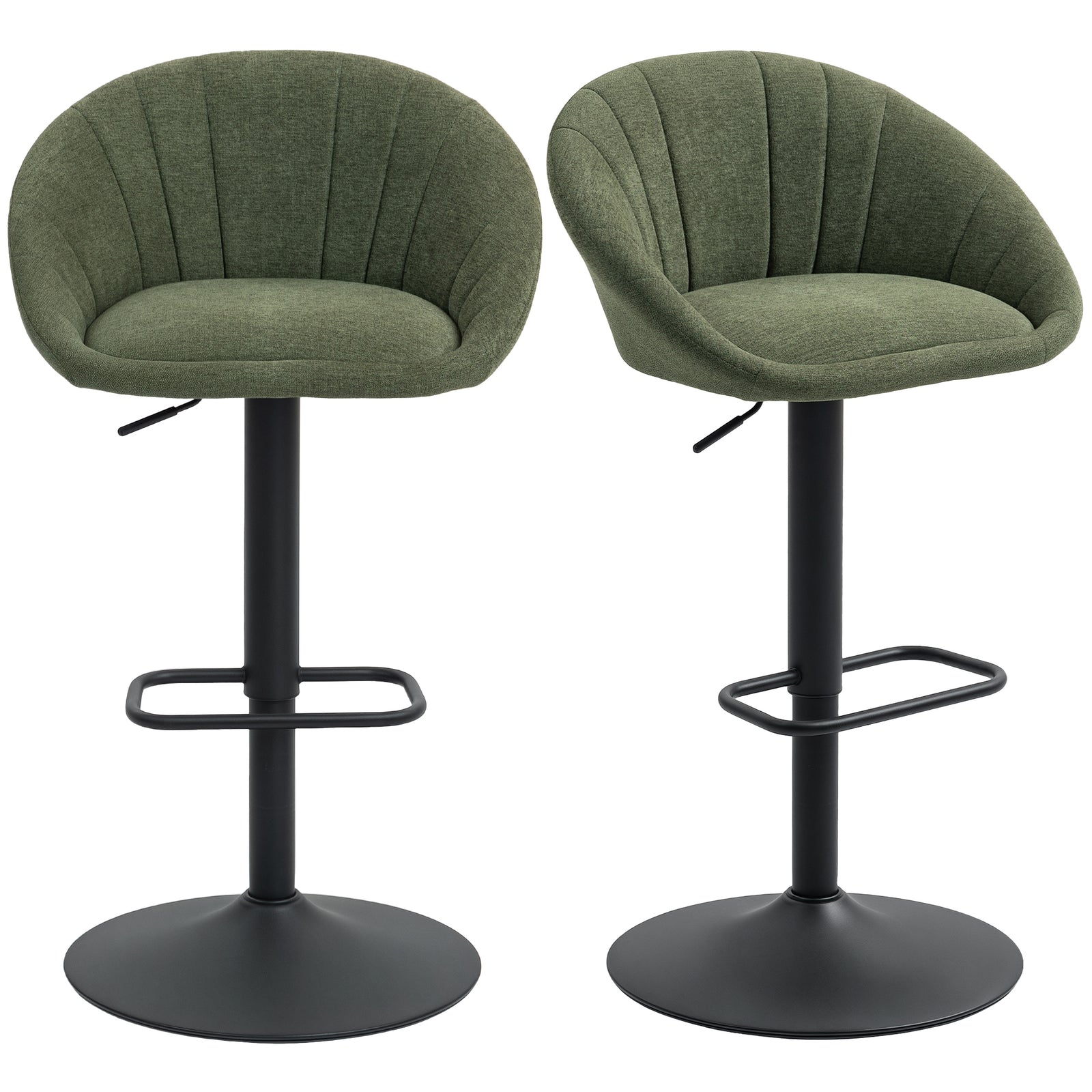 Swivel Bar Stools Set Of 2 Height Adjustable Bar Chairs | Dark Green