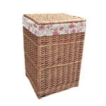 Garden Rose Cotton Lined Light Steamed Square Laundry Baskets | Large | Pink