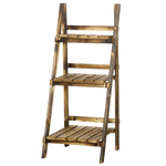 Flower Stand Plant Display Rack 3-tier Foldable Wood Garden | Small | Brown