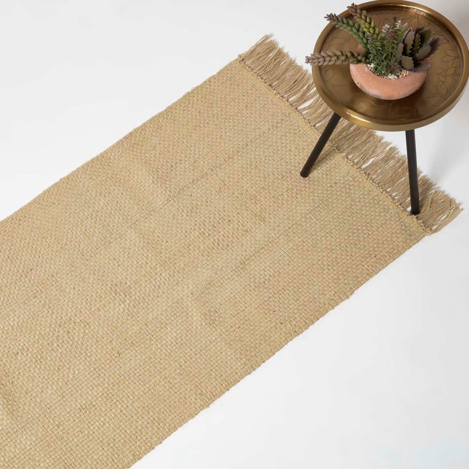 Zaphyr Natural Handwoven Jute Rug With Tassels | 200cm | Natural