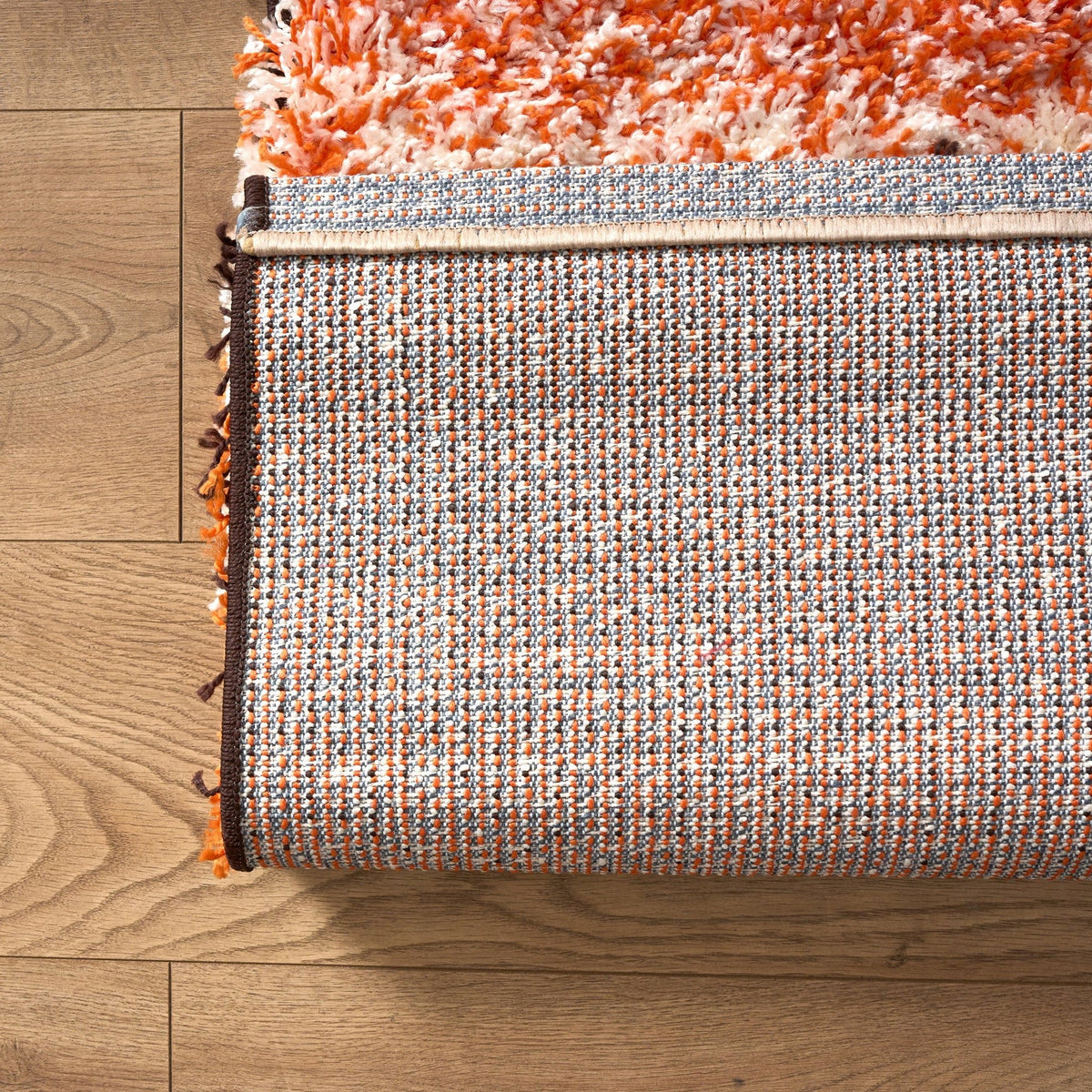 Blended Thick Shaggy Fluffy Deep Pile Living Room Rug | 80cm x 150cm | Orange