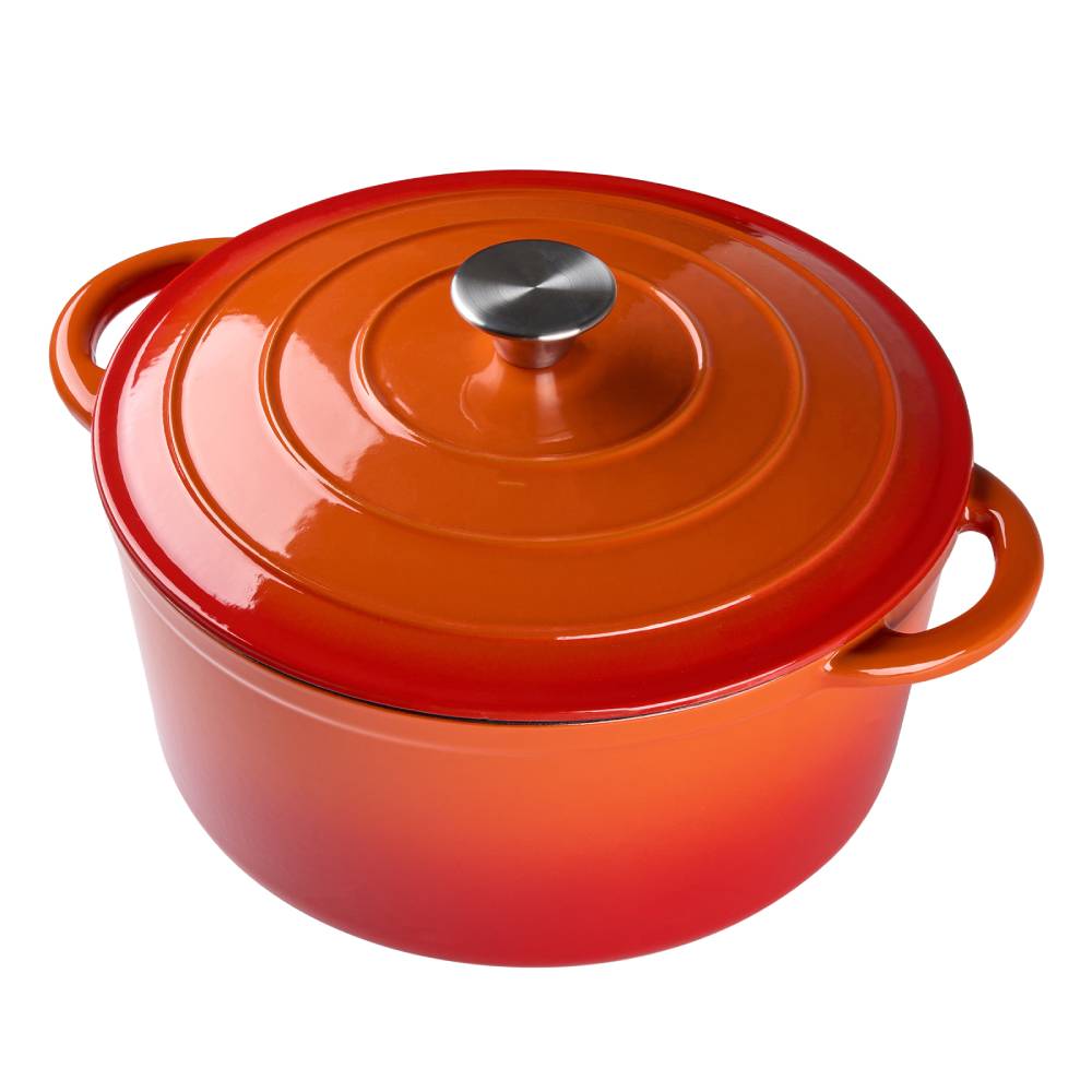 Enameled Cast Iron Dutch Oven With Lid, Heavy-duty Round Casserole Pot, Oven Safe Up To 500°f | 6L | Orange