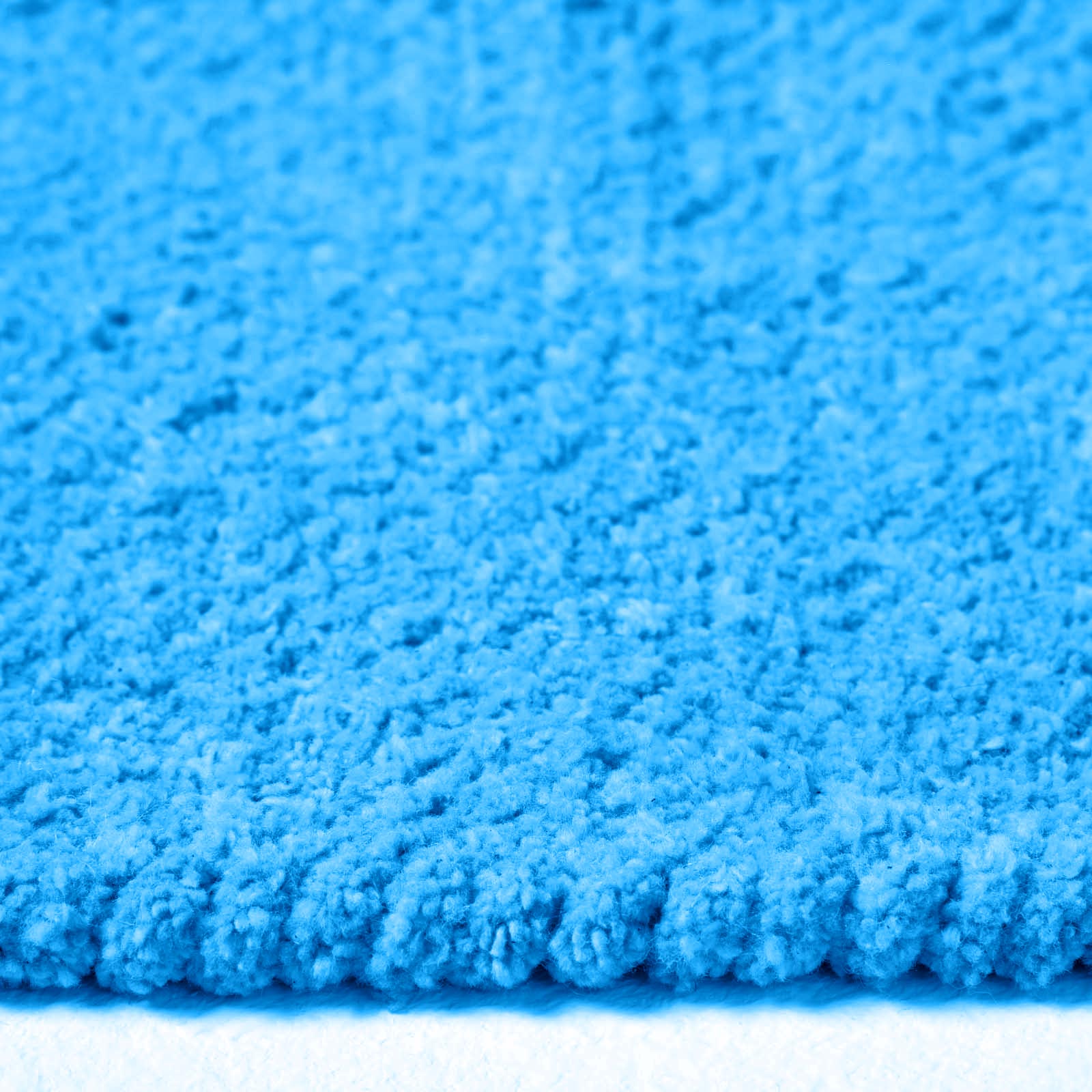 Plain Chenille 100% Cotton  Rug With Natural Trim | 170cm | Blue