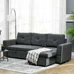 3 Seater Sofa Bed Convertible Pull Out Sofa With Storage | One Size | Dark Gray