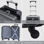 Set Of 3 Hard Shell Suitcase Cabin & Check In Cases With Tsa Lock - Overhead Cabin With Medium & Large Check-in Bag | Set of 3 | Dark Grey