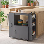 Kitchen Trolley On Wheels, Rolling Kitchen Cart With Power Outlet | Grey