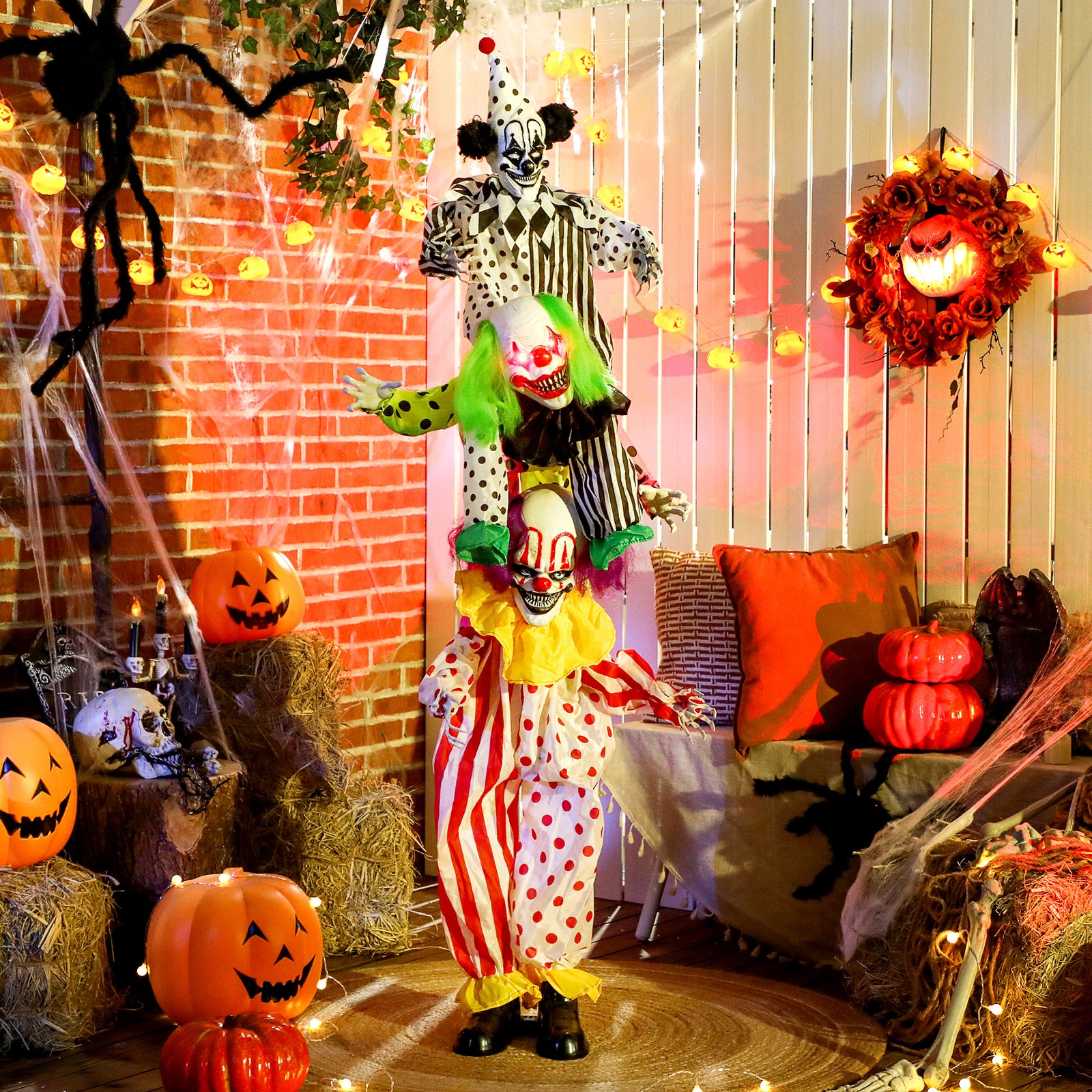 Sound Activated Stackable Halloween Animatronics Clowns