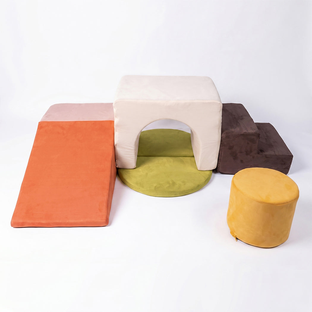 Soft Play Set Foam Blocks Baby Climbing Blocks Vellum Suede Multi-colour | Multi Colour