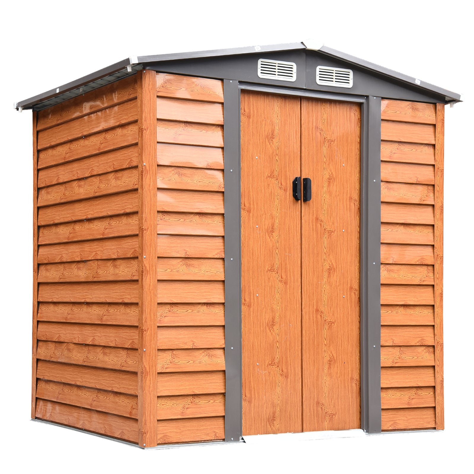 Garden Shed Wood Effect Tool Storage Sliding Door Wood Grain | Small | Brown