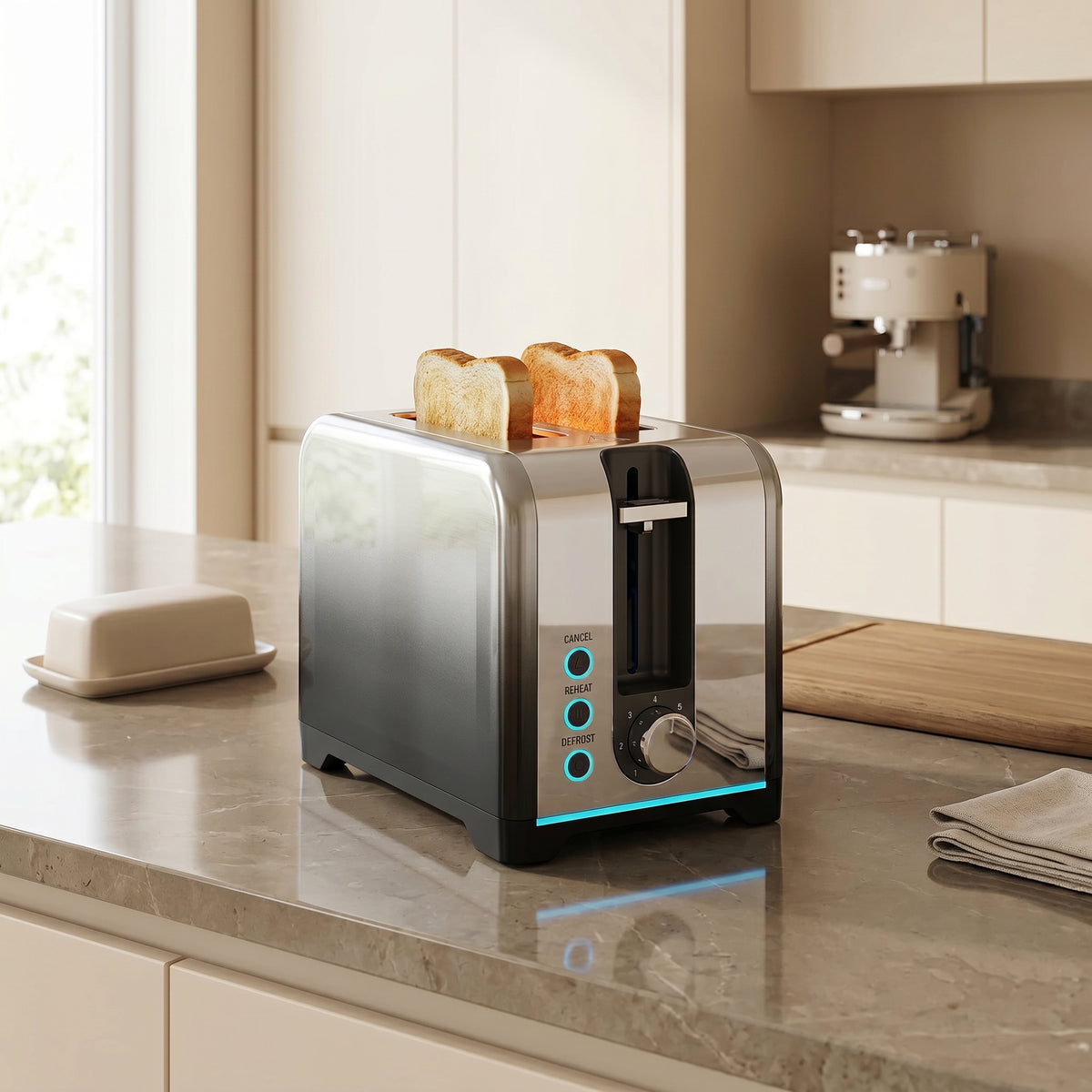 Toaster With 7 Browning Levels, Reheat, Defrost And Cancel | M | Black